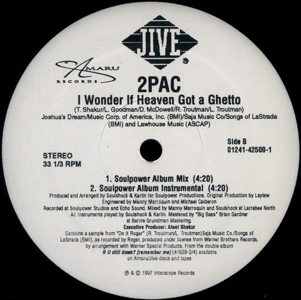 2Pac - I Wonder If Heaven Got A Ghetto (12"", Single)