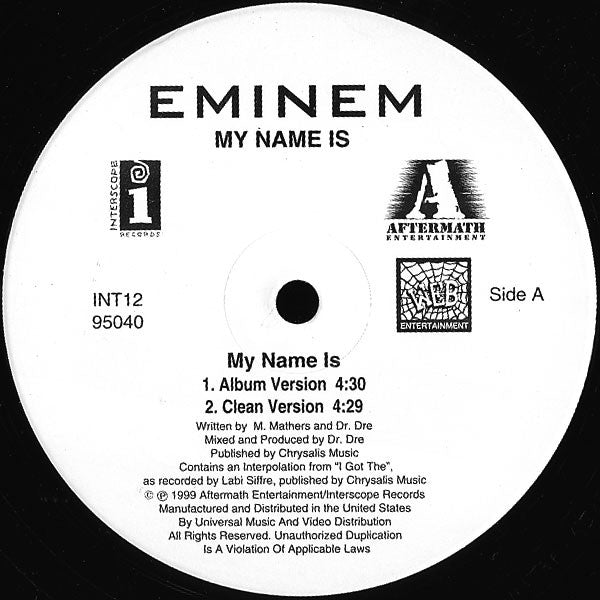 Eminem - My Name Is (12"", Single)