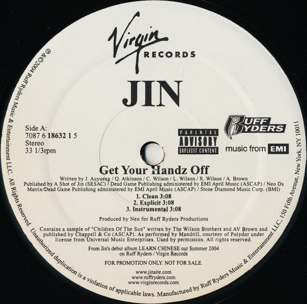 Jin - Get Your Handz Off / I Gotta Love (12"", Promo)