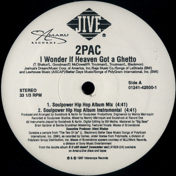 2Pac - I Wonder If Heaven Got A Ghetto (12"", Single)