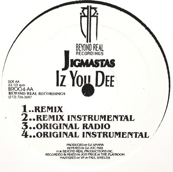 Jigmastas - Chandon / Iz You Dee (12"")