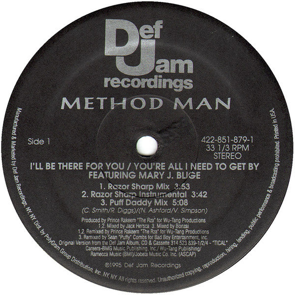 Method Man - I'll Be There For You / You're All I Need To Get By(12...