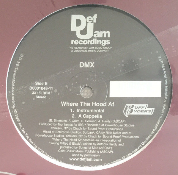 DMX - Where The Hood At (12"")