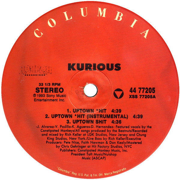 Kurious Featuring The Constipated Monkeys - Uptown *hit (12"")