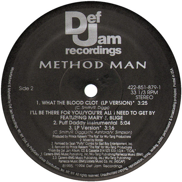 Method Man - I'll Be There For You / You're All I Need To Get By(12...
