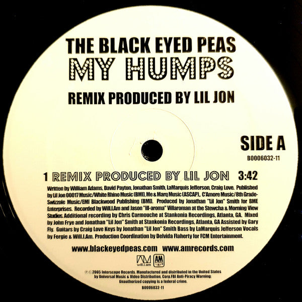Black Eyed Peas My Humps Remix 12 Mion records black-eyed-peas-my-humps-remix-12-mion-records