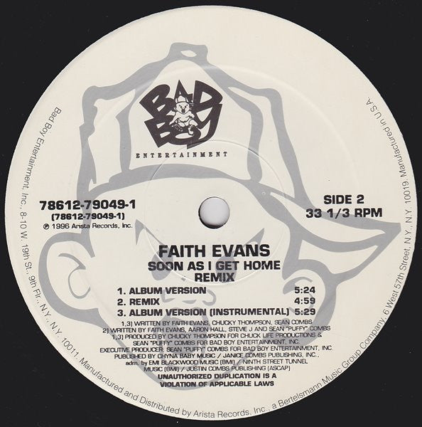 Faith Evans - Soon As I Get Home (Remix) (12"")