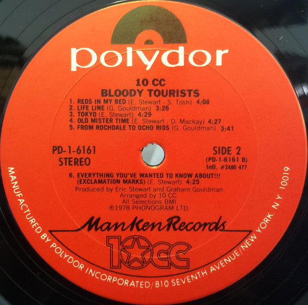 10cc - Bloody Tourists (LP, Album, Pit)
