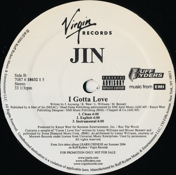 Jin - Get Your Handz Off / I Gotta Love (12"", Promo)