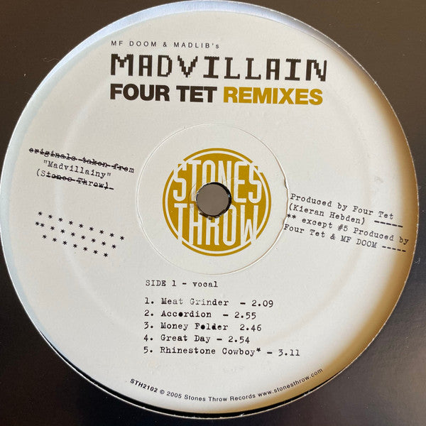 Madvillain - Four Tet Remixes (12"", EP)