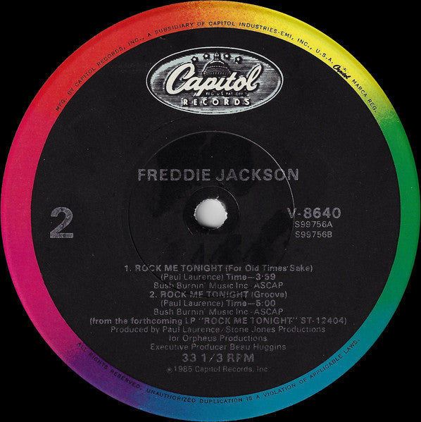 Freddie Jackson - Rock Me Tonight (For Old Times Sake) (12"", Jac)