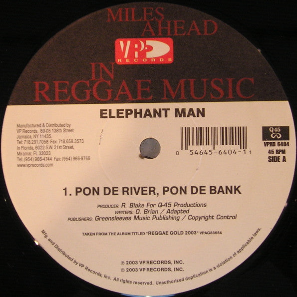 Elephant Man - Pon De River, Pon De Bank / All Out (12"")