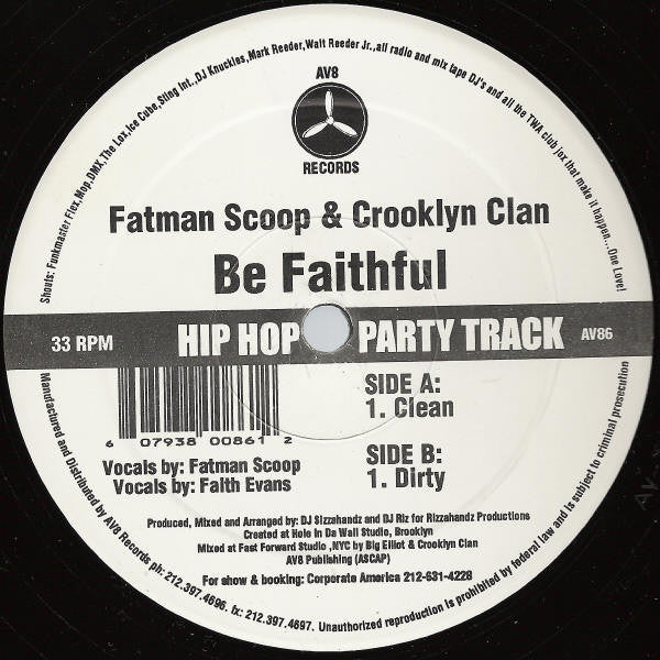 Fatman Scoop & Crooklyn Clan - Be Faithful (12"")