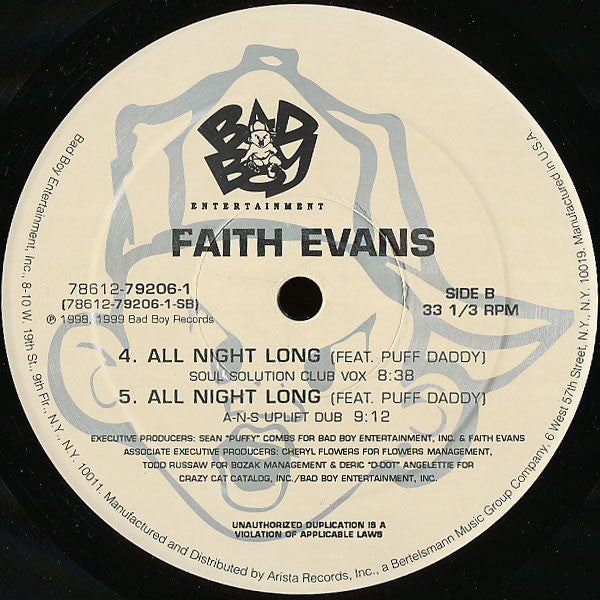 Faith Evans Feat. Puff Daddy - All Night Long (12"", Single, RM)