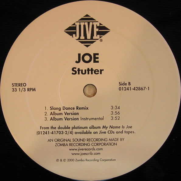 Joe Featuring Mystikal - Stutter (Remixes) (12"")