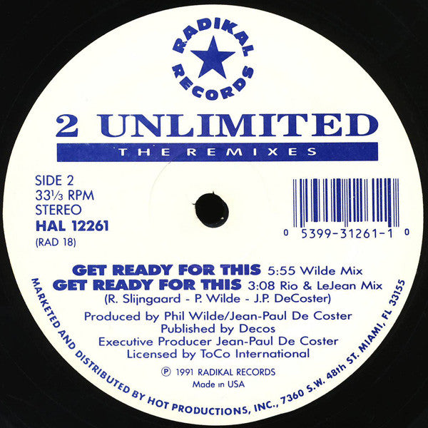 2 Unlimited - Get Ready For This (The Remixes) (12"")
