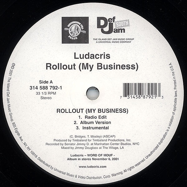 Ludacris - Rollout (My Business) (12"")