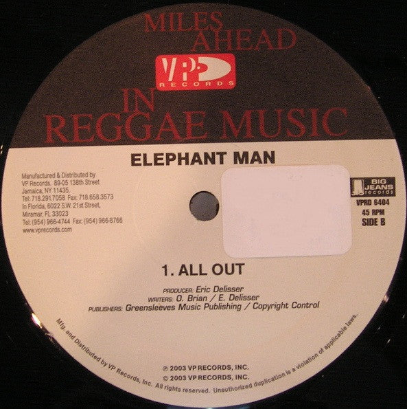 Elephant Man - Pon De River, Pon De Bank / All Out (12"")