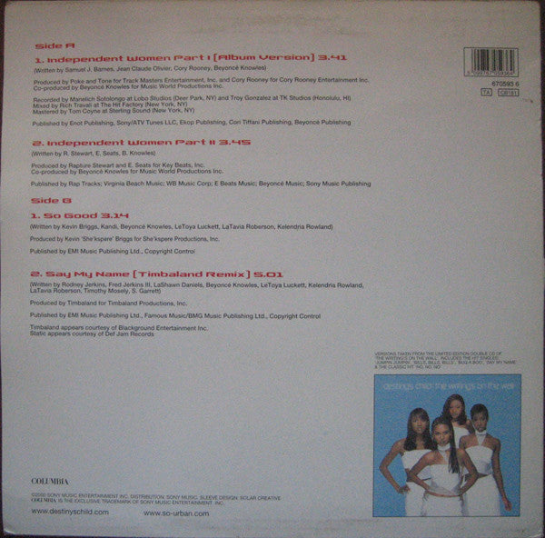 Destiny's Child - Independent Women Part I & II (12"")