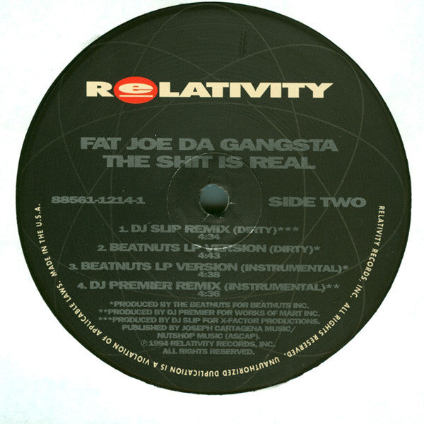 Fat Joe Da Gangsta* - The Shit Is Real (12"")