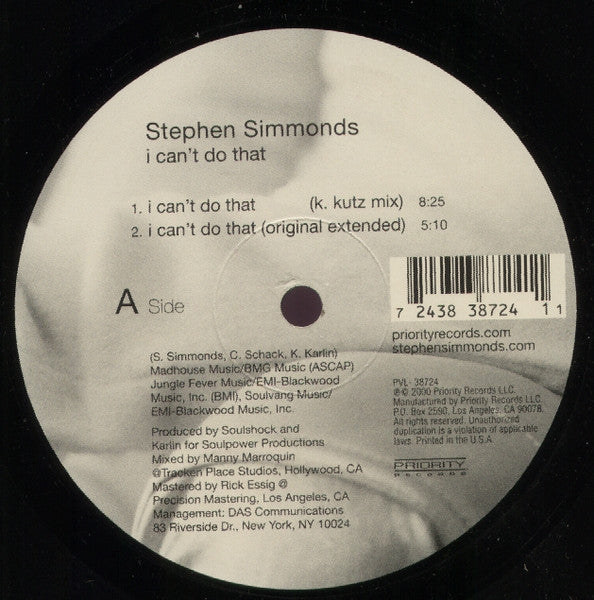 Stephen Simmonds - I Can't Do That (12"", Single)