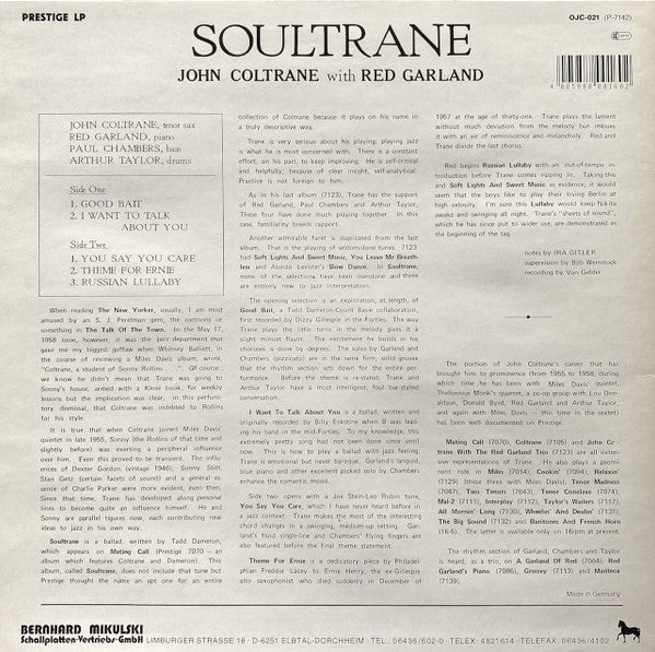 John Coltrane - Soultrane (LP, Album, RE)