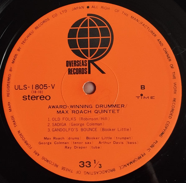 Max Roach Quintet - Award-Winning Drummer (LP, Album)