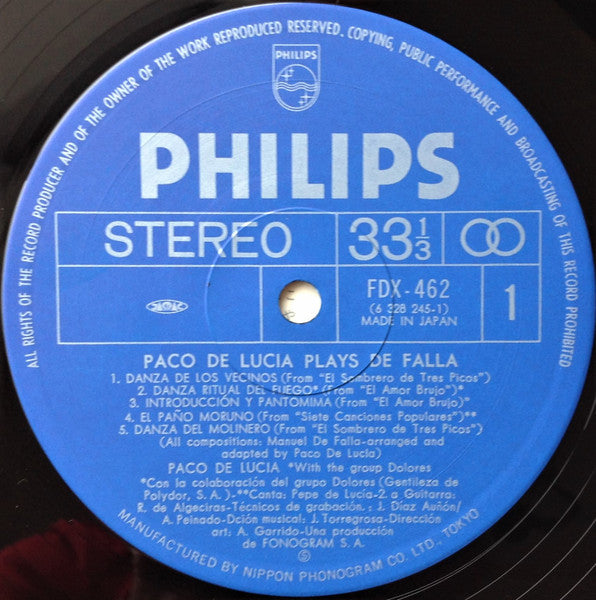 Paco De Lucía - Interpreta A Manuel De Falla = 炎(LP, Album)