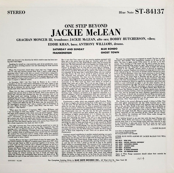 Jackie McLean - One Step Beyond (LP, Album, RE)