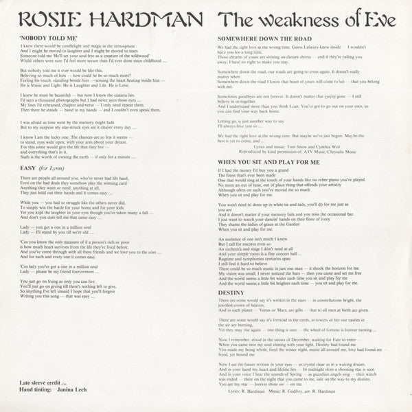 Rosie Hardman* - The Weakness Of Eve (LP)