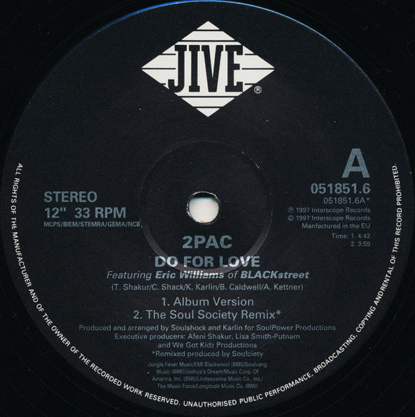 2Pac - Do For Love (12"")