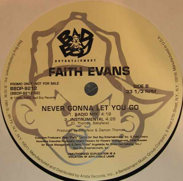 Faith Evans - Never Gonna Let You Go (12"", Promo)