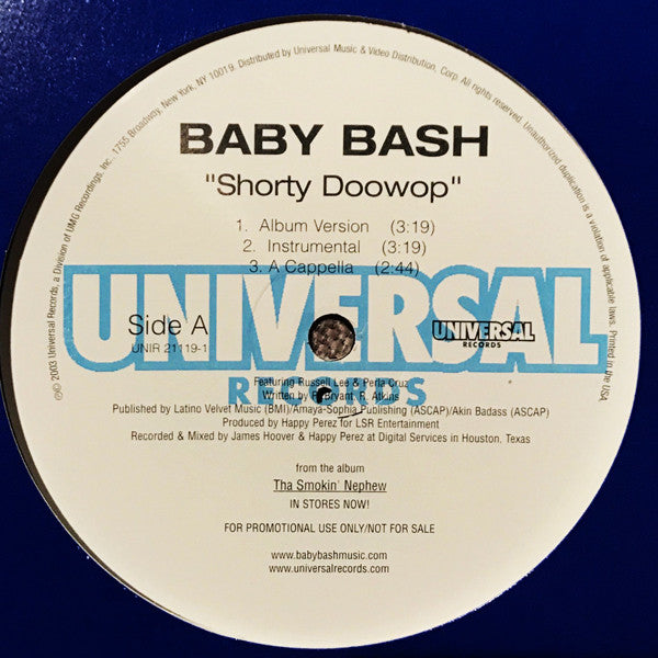 Baby Bash - Shorty Doowop (12"", Promo)