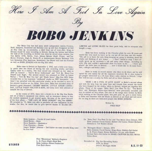 Bobo Jenkins - Here I Am A Fool In Love Again  (LP)