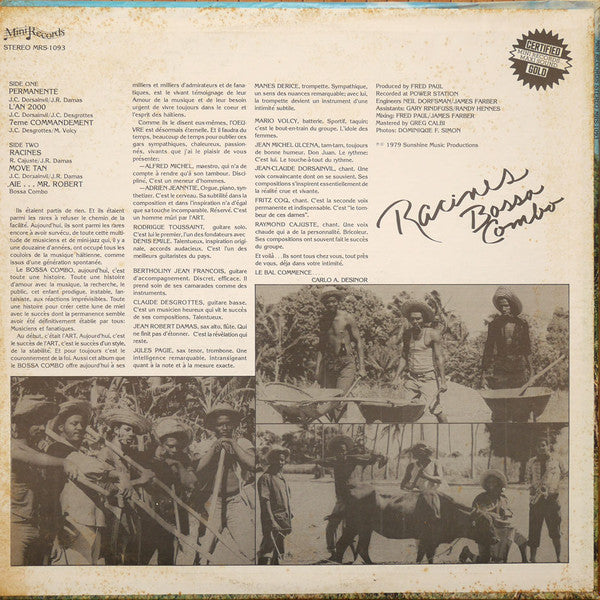 Bossa Combo - Racines (LP, Album)