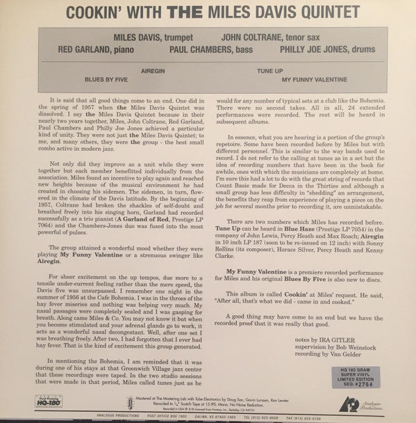 The Miles Davis Quintet - Cookin' With The Miles Davis Quintet(LP, ...