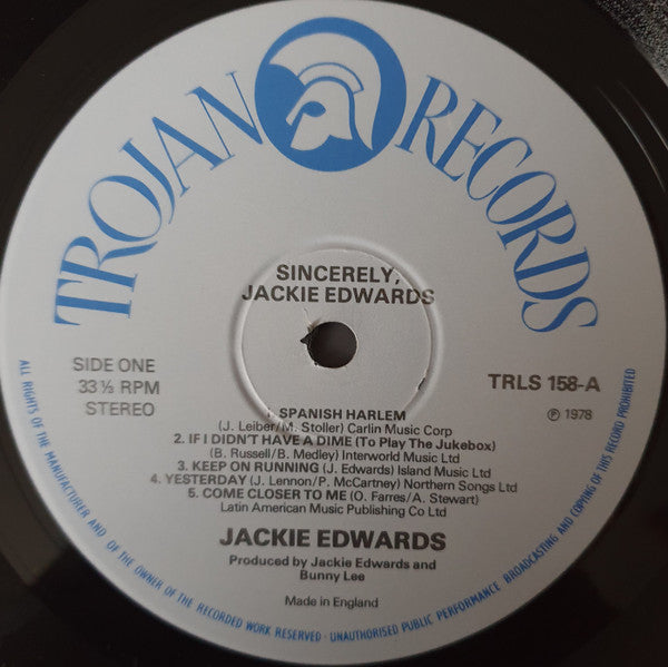 Jackie Edwards - Sincerely Jackie Edwards (LP, Album)