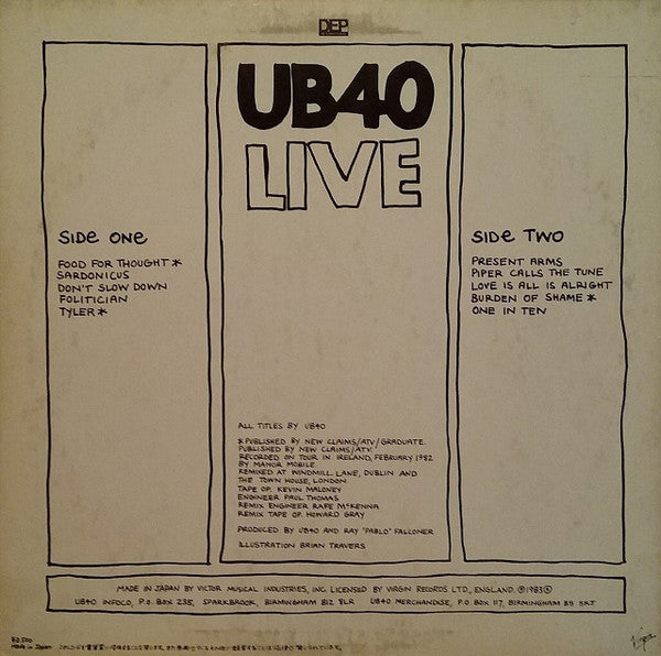 UB40 - Live (LP, Album)