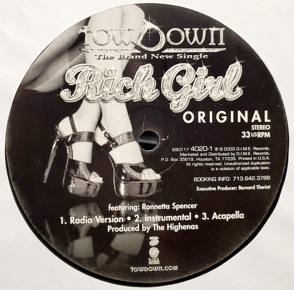 Tow Down - Rich Girl (12"", Single)