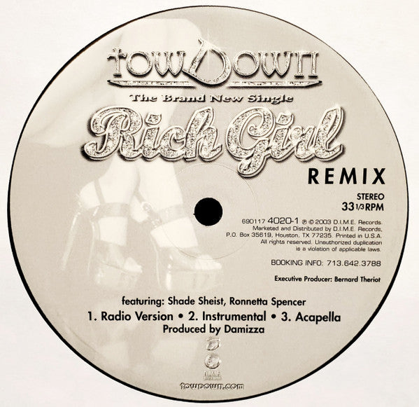 Tow Down - Rich Girl (12"", Single)