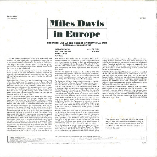 Miles Davis - Miles Davis In Europe (LP, Album, RE)