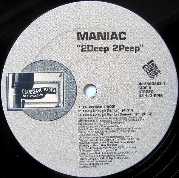Maniac (7) - 2Deep 2Peep (12"")