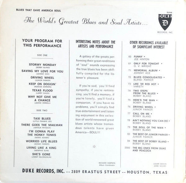 Various - Blues That Gave America Soul (LP, Comp, Mono)