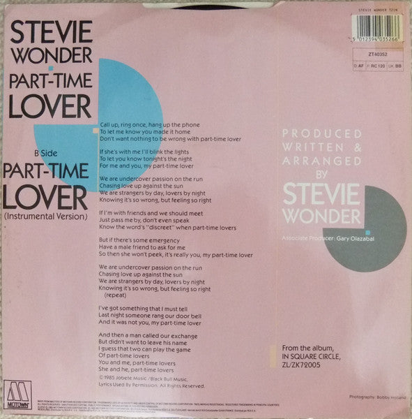 Stevie Wonder - Part-Time Lover (12"", Single)