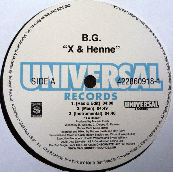 B.G. - X & Henne (12"", Single)