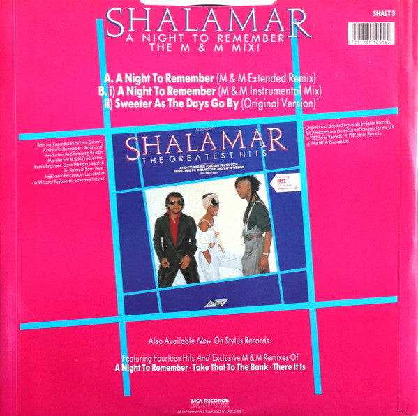 Shalamar - A Night To Remember (The M & M Mix) (12"", Mis)