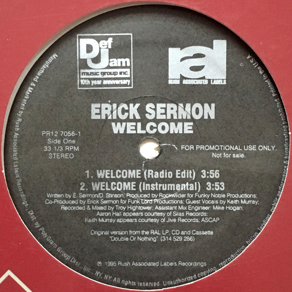 Erick Sermon - Welcome (12"", Promo)