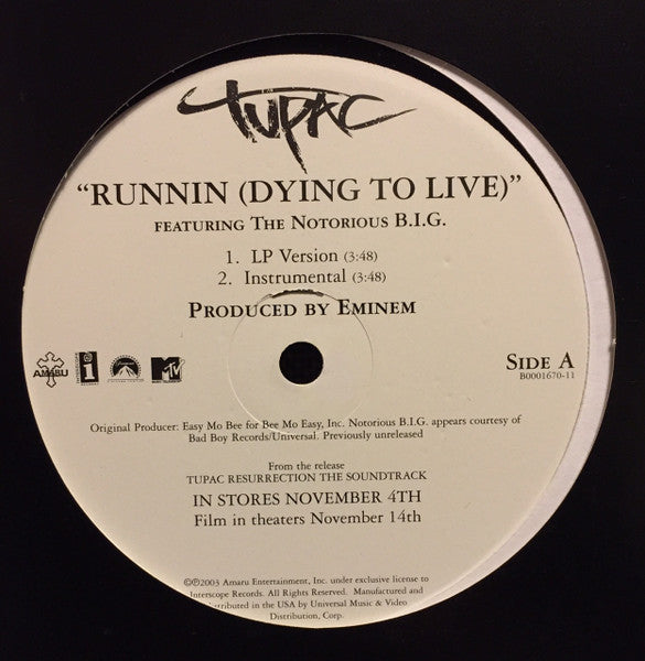 Tupac* Featuring The Notorious B.I.G.* - Runnin (Dying To Live) (12"")
