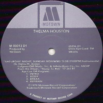 Thelma Houston - Saturday Night, Sunday Morning (12"")