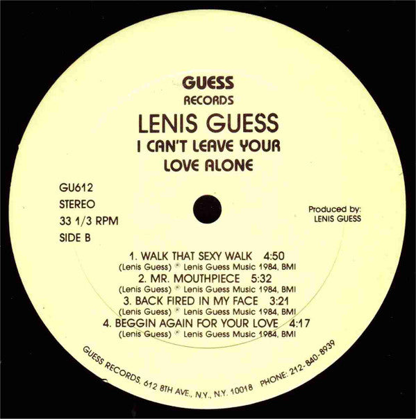 Lenis Guess - I Can't Leave Your Love Alone (LP, Album)